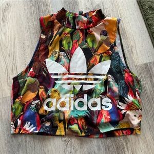 Adidas vintage zip up workout tank medium